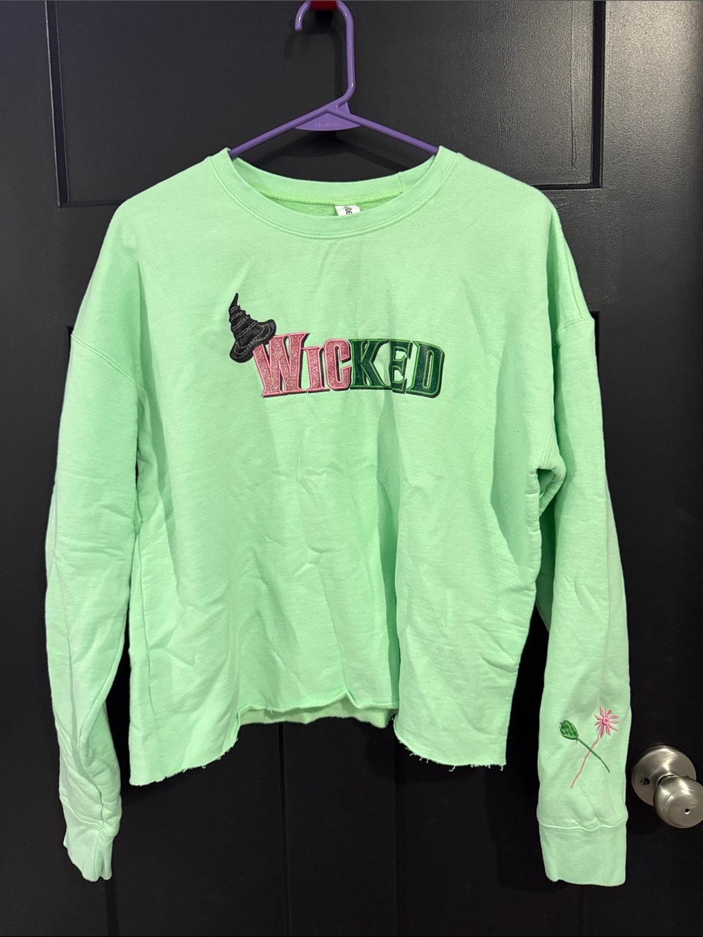 Wicked Graphic Mint Green cropped women’s  Sweatshirt